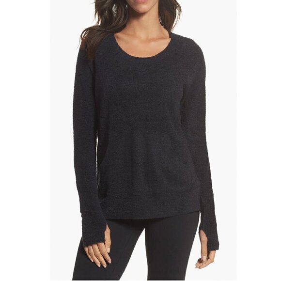 Barefoot Dreams CozyChic Lite Raglan Pullover Sweater M Style 914 Gray Pocket - Picture 1 of 7